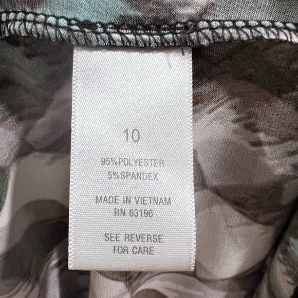 Flattering ruched brown tan and aqua wrap geometric print dress size 10 - Picture 8 of 8